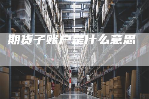 期货子账户是什么意思