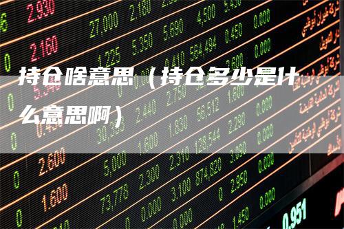 持仓啥意思（持仓多少是什么意思啊）